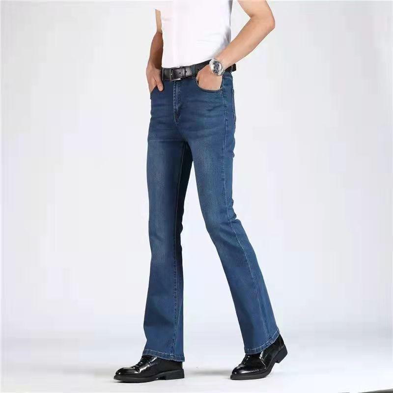 AI Supermarket Heren Losse Denim Bell-Bottom Jeans: Casual broek met wijde pijpen voor lente en herfst S marineblauwe kleur