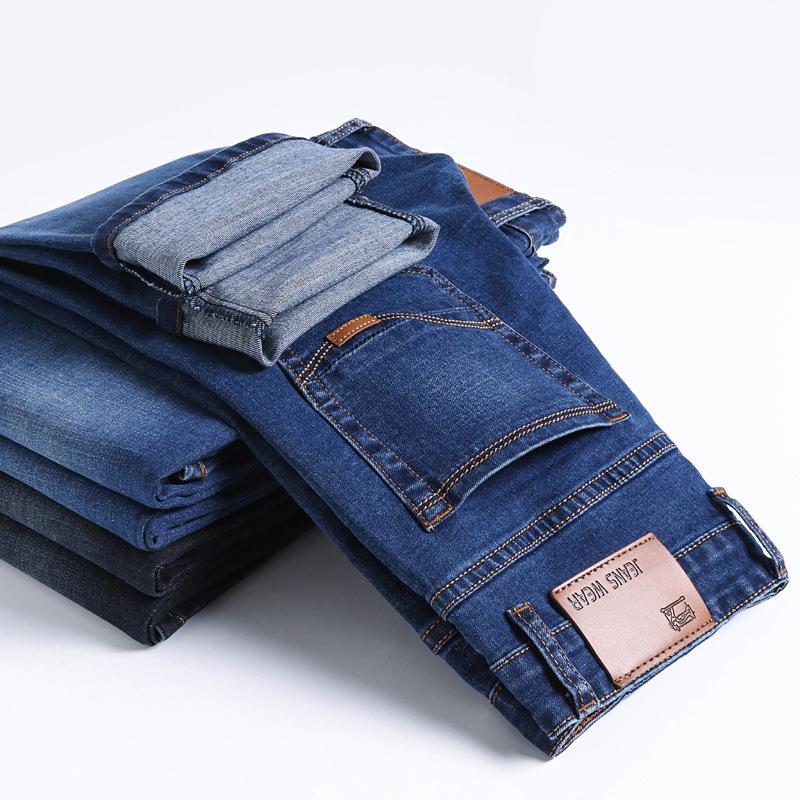Soundgood Heren Jeans Stretch Hoge Taille Rechte Pijp Casual Losse Pasvorm Middelbare Leeftijd Veelzijdige Zakelijke Stretch Broek 38