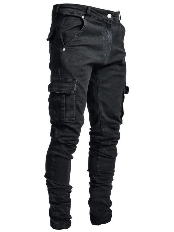 Polaris star Europese & Amerikaanse Heren Skinny Jeans met Zijzakken NK012 XL zwart