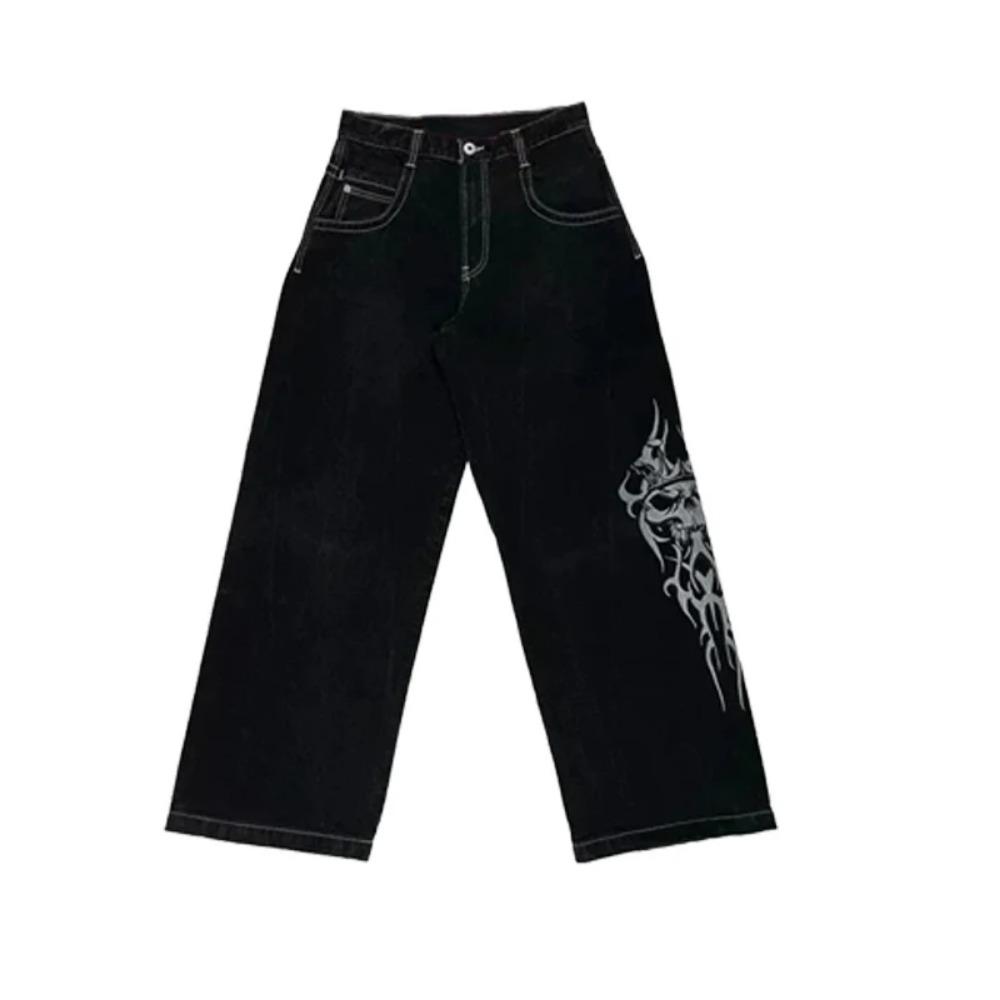 GEMTIDE Y2K Baggy Jeans Heren Vintage Geborduurde Hoge Kwaliteit Jeans Hip Hop Goth Streetwear Harajuku Heren Dames Casual Wijde Pijpen Jeans Nieuw M