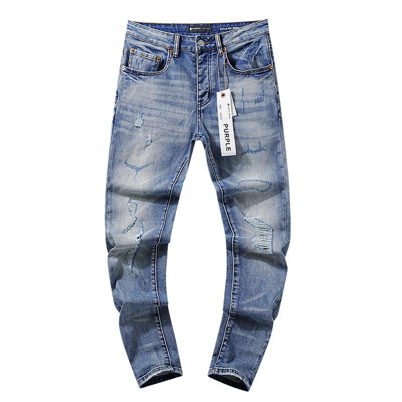 GEMTIDE Blauwe Gescheurde Jeans High Street Casual Broek 32