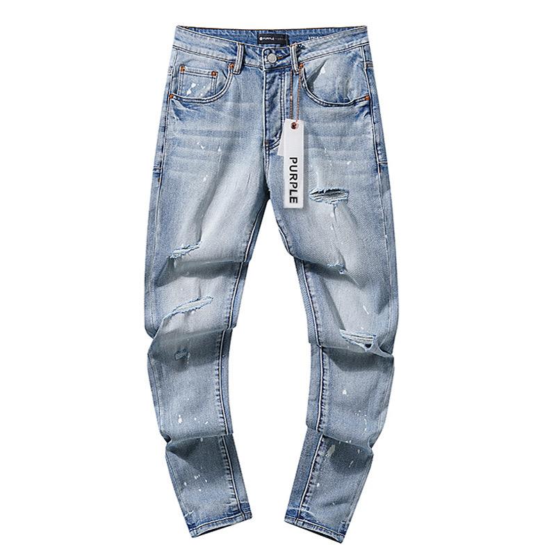 GEMTIDE Blauwe Gescheurde Jeans High Street Casual Broek 34