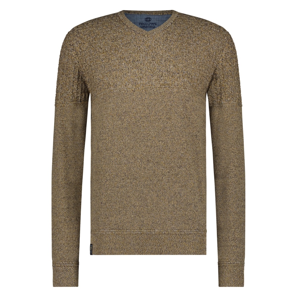 Fellows United Pullover V-Neck Structure Knit Oker 