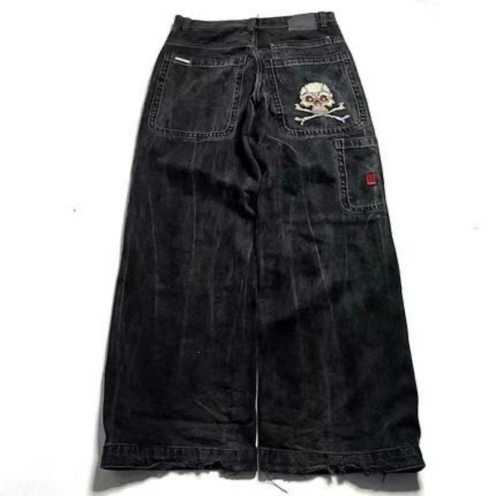 Zyllo Harajuku Goth Mode Y2K Baggy Jeans Vintage Geborduurde Hoge Kwaliteit Jeans Mannen Vrouwen Hip Hop Streetwear Casual Wijde Pijpen Jeans XL