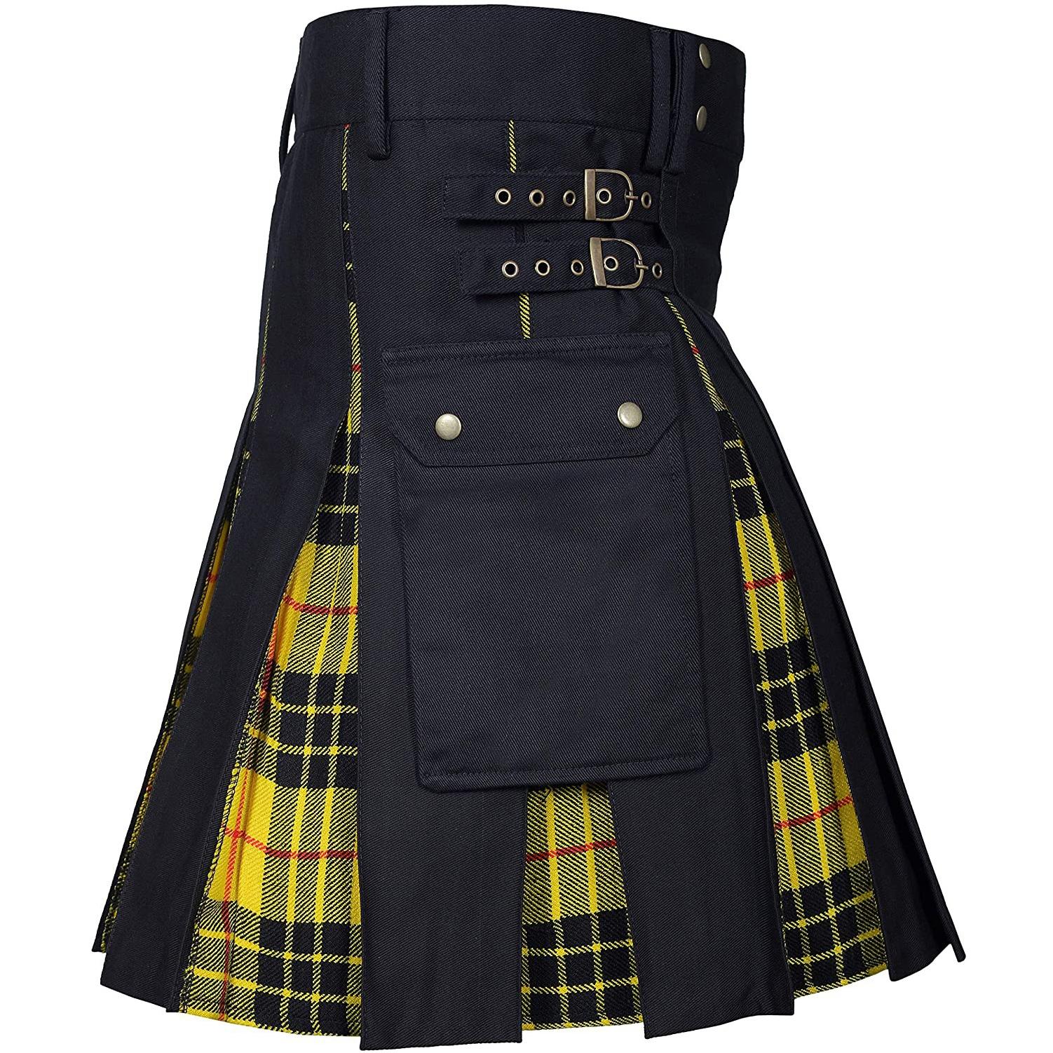 JunChengMY Nieuwe Schotse traditionele Highland Plaid-jurk Festivaljurk Heren Plaid Contrast Geplooide Rok L