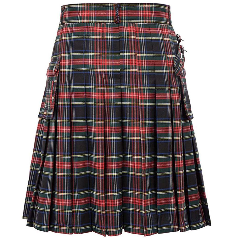 JunChengMY Nieuwe Schotse traditionele Highland Plaid-jurk Festivaljurk Heren Plaid Contrast Geplooide Rok L