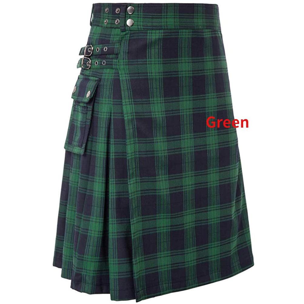 JunChengMY Nieuwe Schotse traditionele Highland Plaid-jurk Festivaljurk Heren Plaid Contrast Geplooide Rok XL