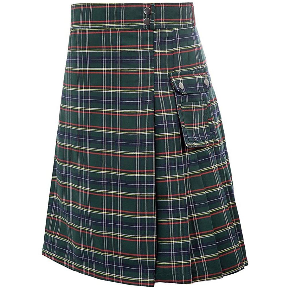 JunChengMY Nieuwe Schotse traditionele Highland Plaid-jurk Festivaljurk Heren Plaid Contrast Geplooide Rok 4XL