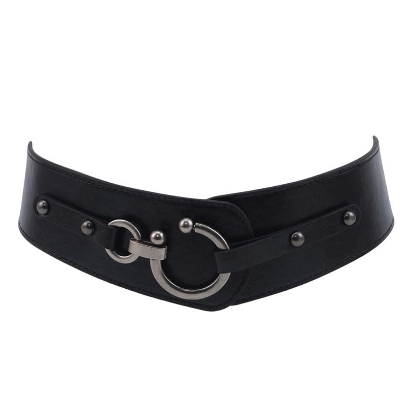 Lius fashion Casual Dames Taille Riem Gesp Jurken Accessoires Elastisch Korset Tailleband Vintage Gordel M zwart