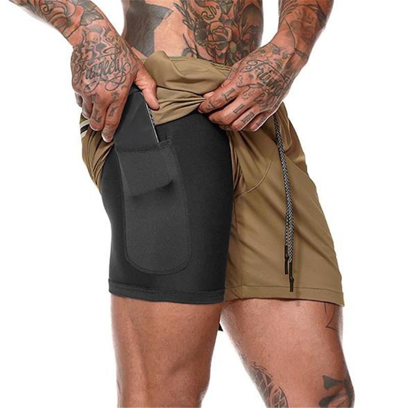 Cloth W Sportshorts Heren Zomer Casual Hardlopen Sneldrogend Vijfpuntsbroek Ademende trainingsfitnessbroek L kaki