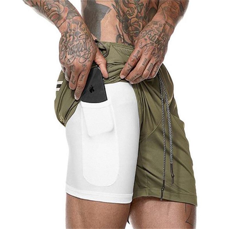 Cloth W Sportshorts Heren Zomer Casual Hardlopen Sneldrogend Vijfpuntsbroek Ademende trainingsfitnessbroek 5XL legergroene kleur