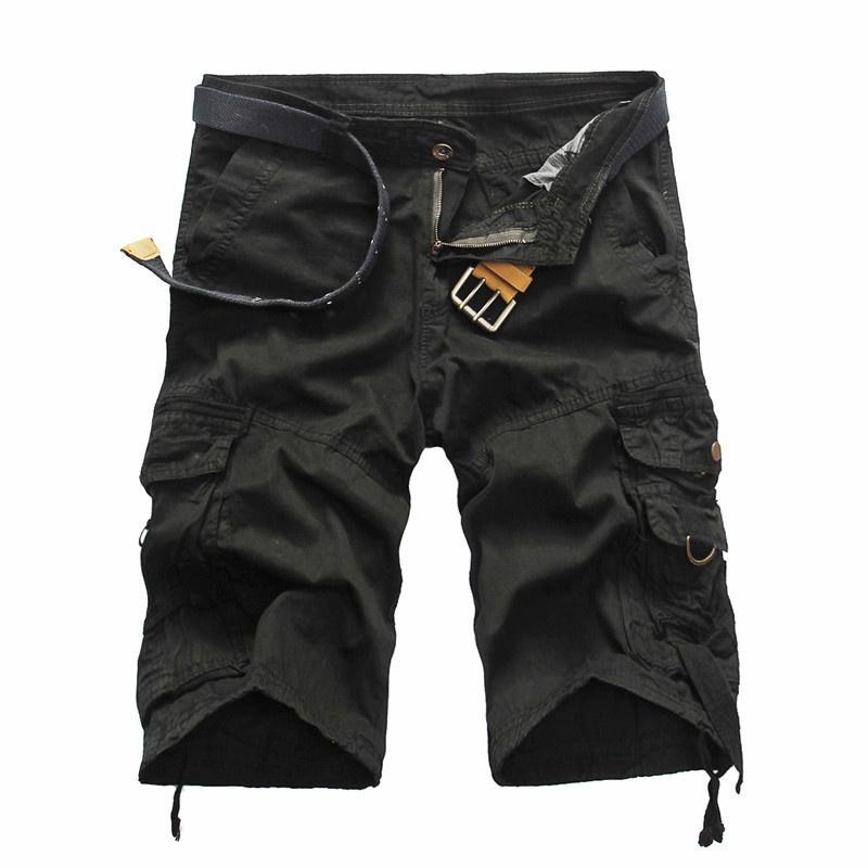 Idealife Cargoshorts voor heren Losse camouflageshorts met meerdere zakken Effen shorts All-match shorts met middelhoge taille 32 zwart