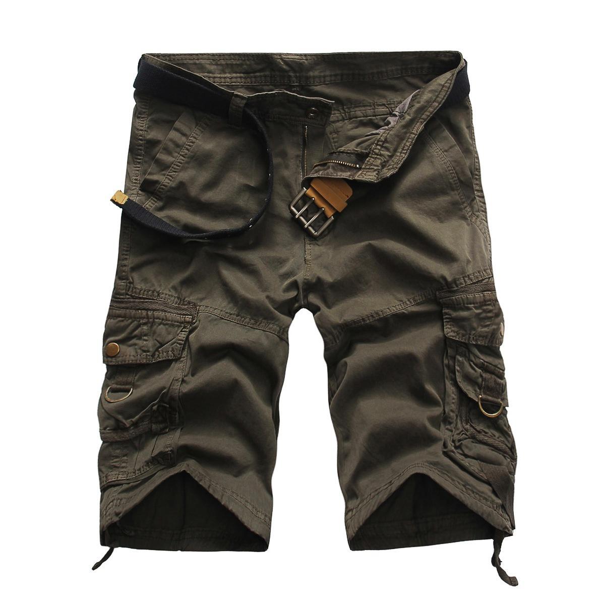 Idealife Cargoshorts voor heren Losse camouflageshorts met meerdere zakken Effen shorts All-match shorts met middelhoge taille 34 grijs