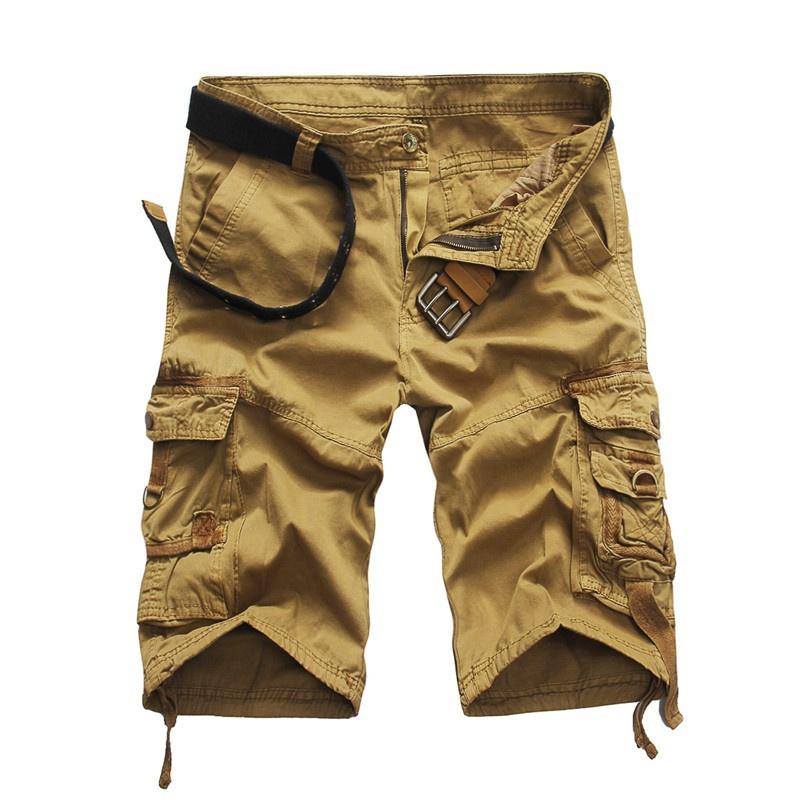 Idealife Cargoshorts voor heren Losse camouflageshorts met meerdere zakken Effen shorts All-match shorts met middelhoge taille 32 kaki