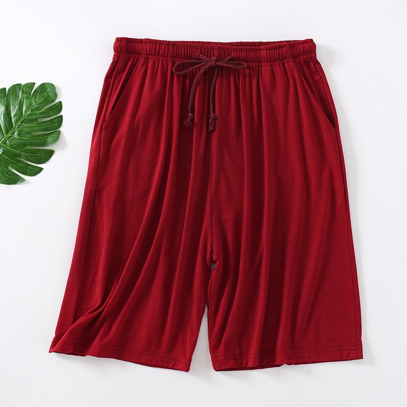 Boho berry Heren Losse Shorts Dun Elastisch Ademend Stretch Snel drogend Casual Plus Size Pyjamabroek Strand Shorts XXXL wijnrode kleur