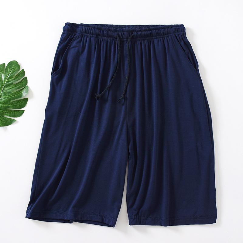 Phoca largha Zomer heren losse shorts dunne elasticiteit ademend stretch sneldrogend casual grote maten pyjamabroek strandshorts 8XL marineblauwe kleur