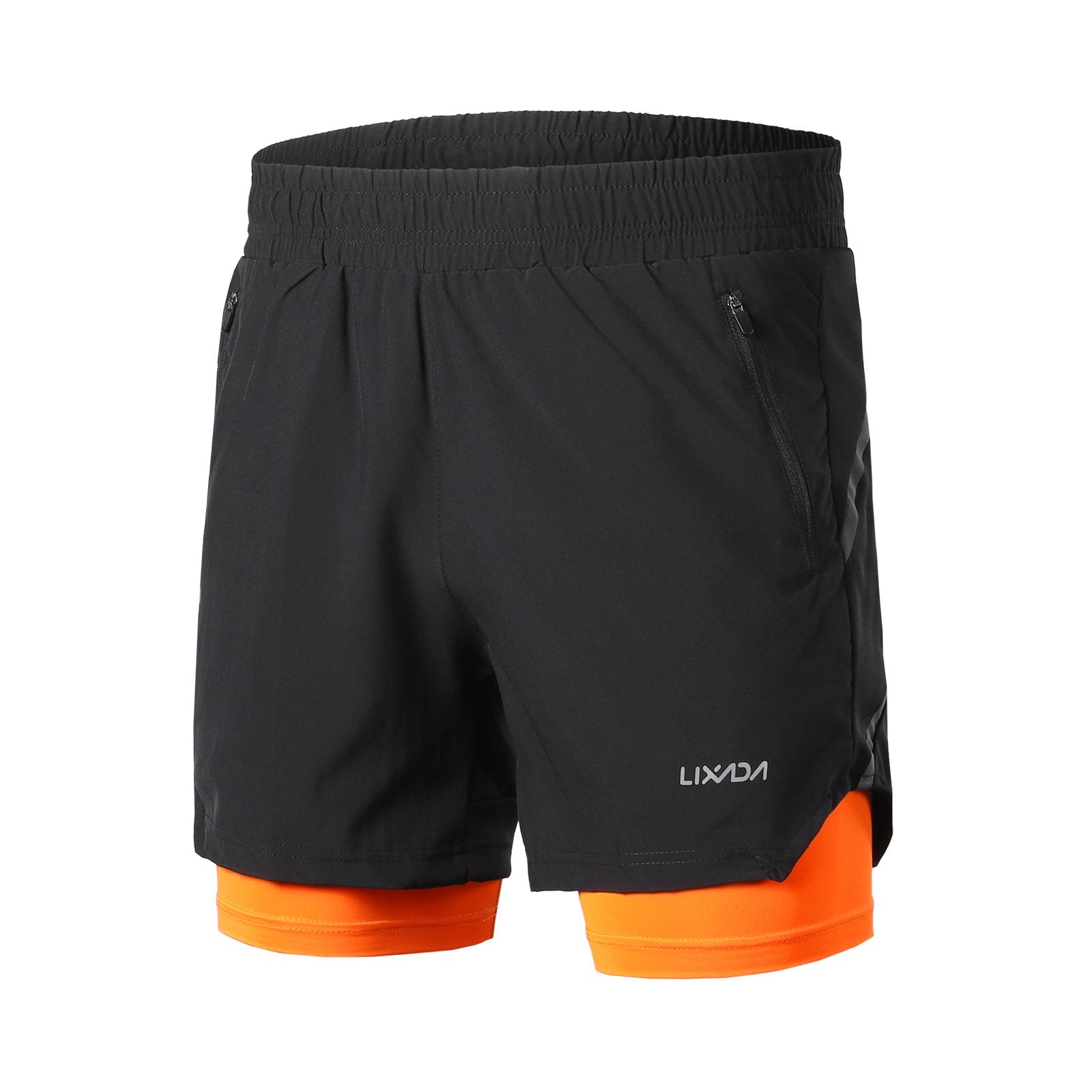 Lixada Heren 2 in 1 hardloopshort Sneldrogend Ademend Actieve trainingsoefening Jogging Marathon XXL veelkleurig