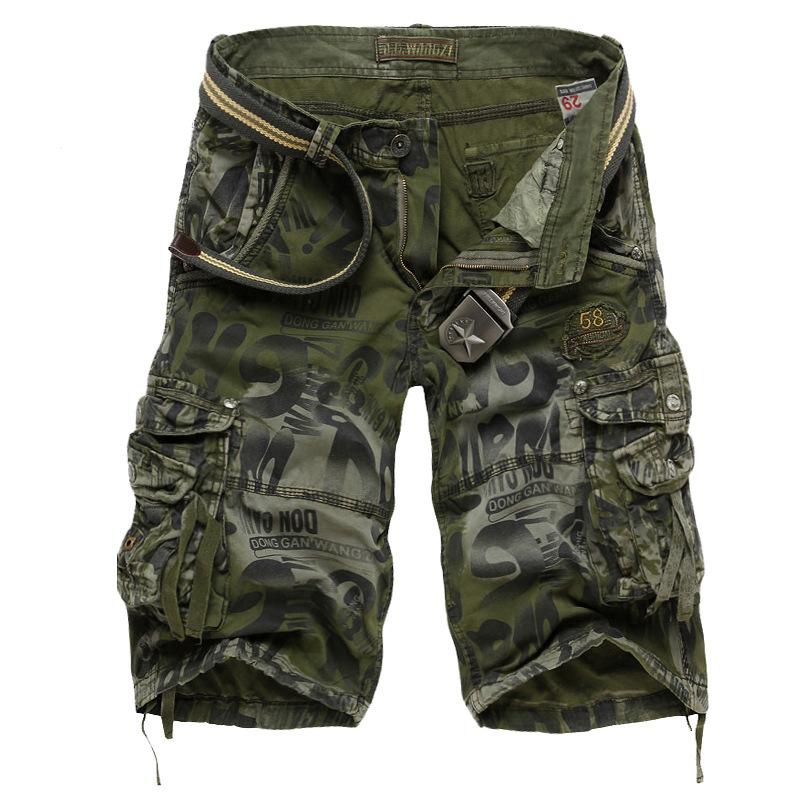 91440607MAC4DCME0U Losse, casual werkkleding voor heren, camouflageshorts, vijfpuntsbroek met meerdere zakken XXL groen