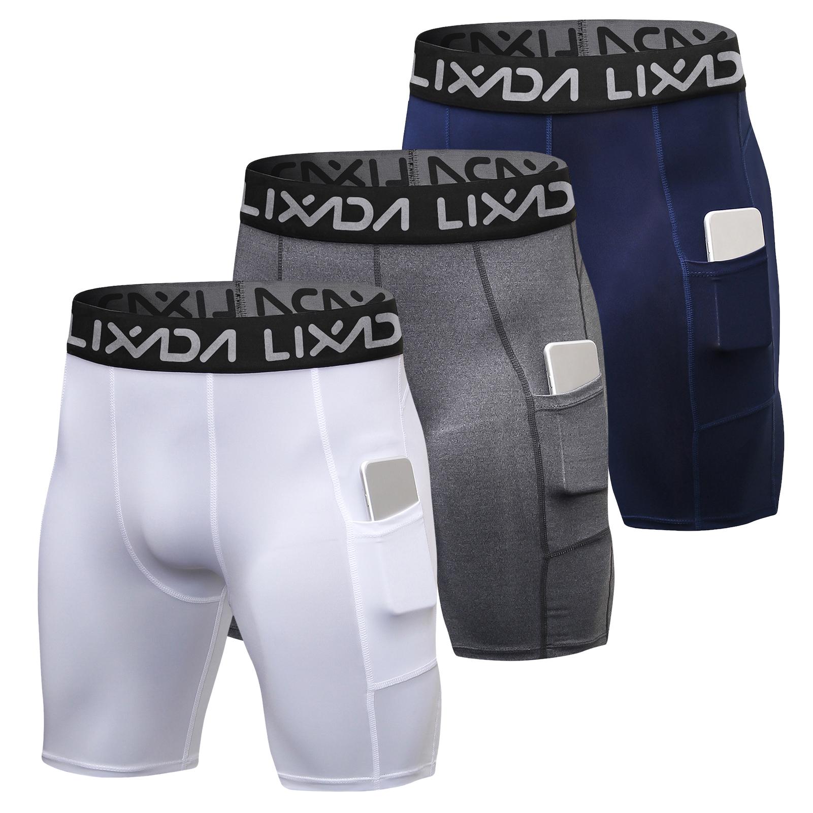 Lixada 3-pack sportshorts voor heren, actief workoutondergoed met zak S