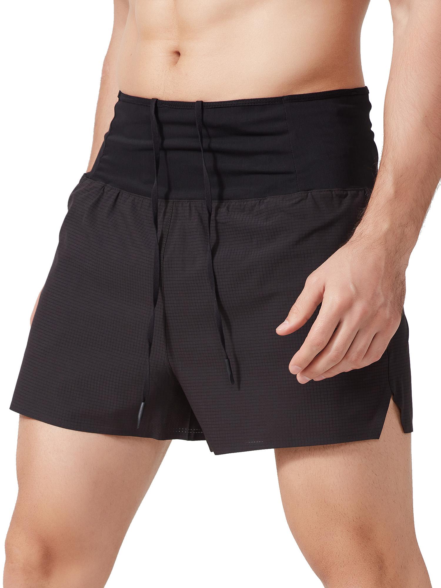 TOMTOP JMS Heren sportshorts met voering met ritssluiting, tailleband, sneldrogende hardloopfietsfitnessshorts M zwart