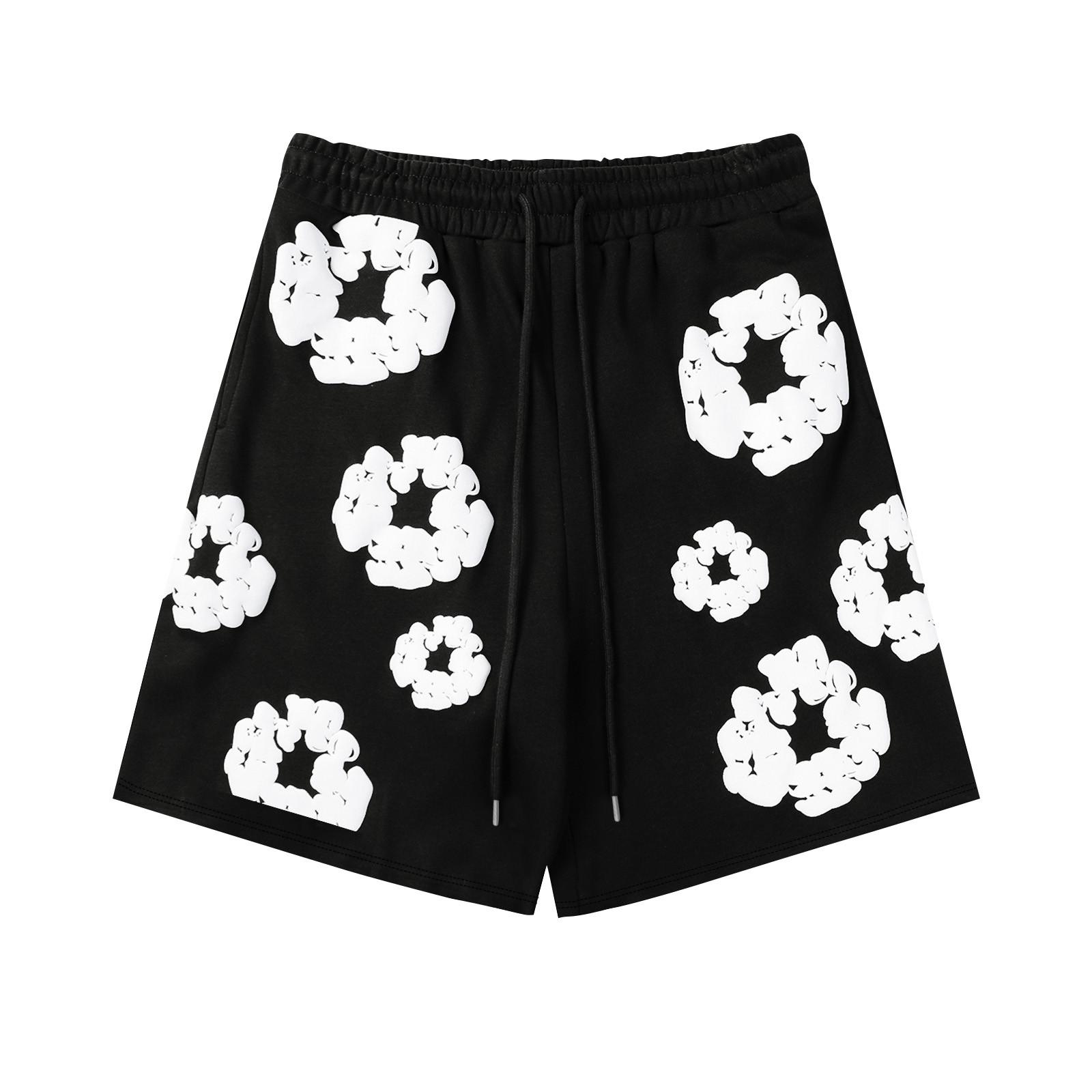 YiGeiWoLiGiaoGiao Casual shorts met print voor dames en heren, straatmodetrend met zakken, casual broeken S zwart