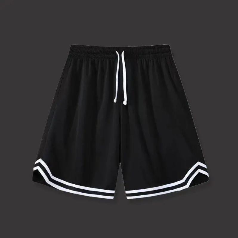 WTEMPO Witte Patchwork Kleur Losse Oversized Sport Shorts Heren Basketbal Shorts Dun en Ademend Trekkoord Elastisch Taille Ontwerp Casual Nieuwe Mode M zwart