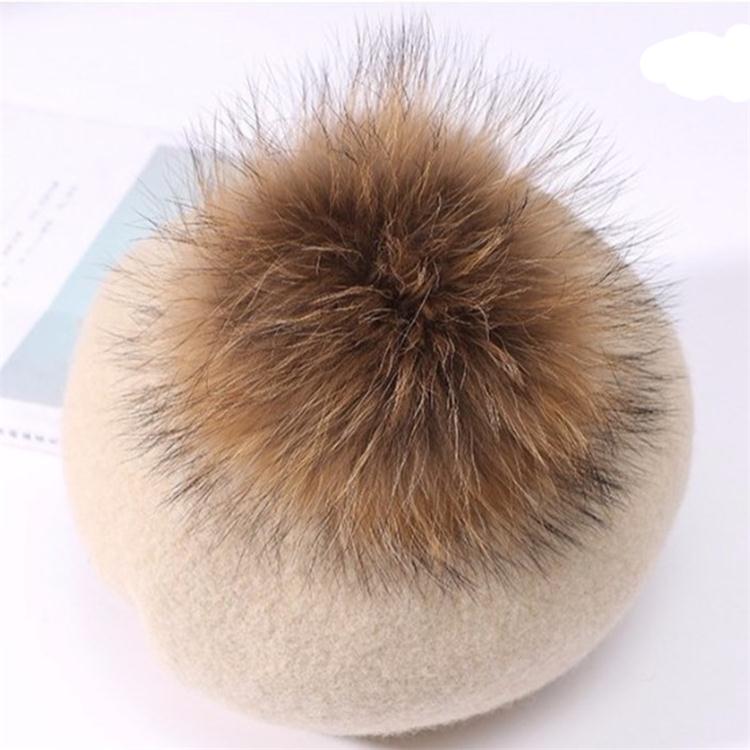 Dexing Herfst Winter Kinderen Warme Wollen Meisjes Baretten Met Natuurlijke Wasbeer Bont Pompom Hoed Voor Vrouwen adult