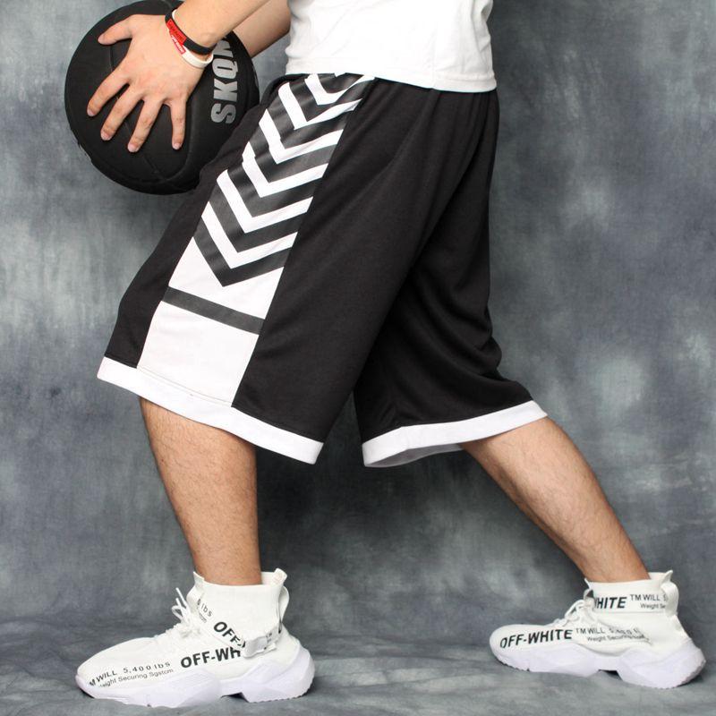 WTEMPO Sportbroeken Basketbal Shorts Heren Streetball Over Knie Vergrote Zak Brede Dikke Man Broek Zomer Fitness Broek XL wit/zwart