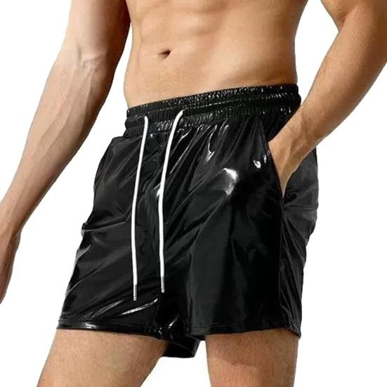 Talos Men Clothing Heren Shorts Elastische Taille met Trekkoord Casual Shorts met Zakken Effen Kleur Heldere Kleur Losvallende Shorts 2XL zwart