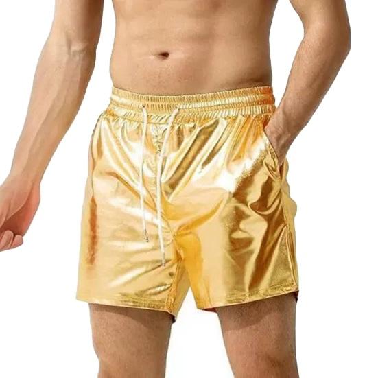 Talos Men Clothing Heren Shorts Elastische Taille met Trekkoord Casual Shorts met Zakken Effen Kleur Heldere Kleur Losvallende Shorts L goud