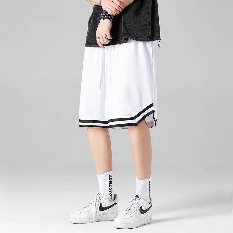VantaGoods Losse basketbalshorts voor heren - ademend, trendy, casual zomersportkleding L wit