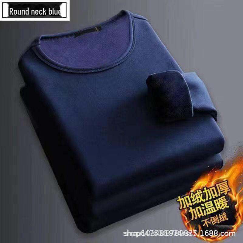 StrideBox Heren Thermisch Pluche T-shirt met Lange Mouwen, Effen V-Hals Zakelijk Top voor Lente/Herfst 5XL