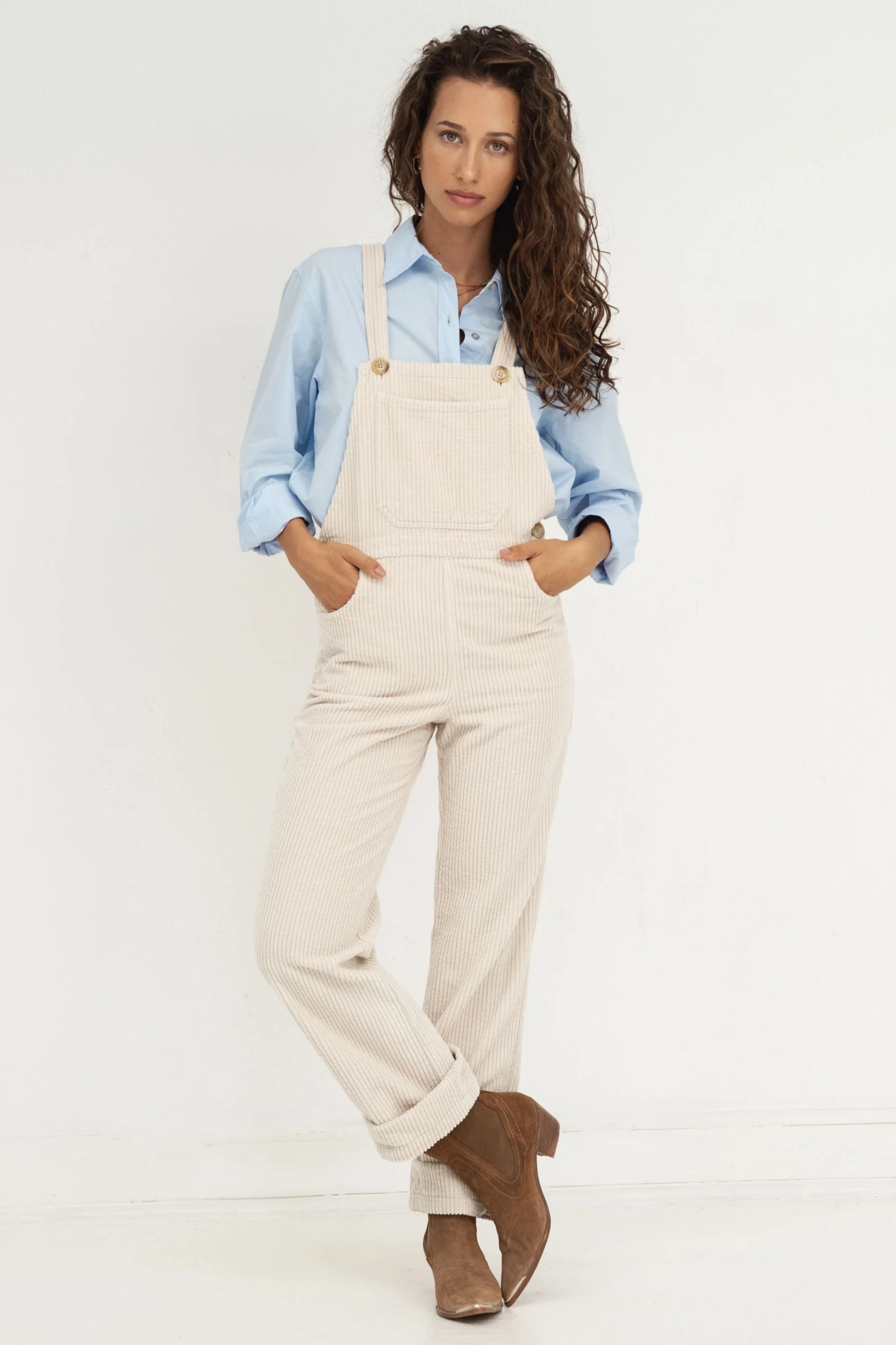 NÃ¤z Damen vegan Latzhose Kord Leah WeiÃŸ