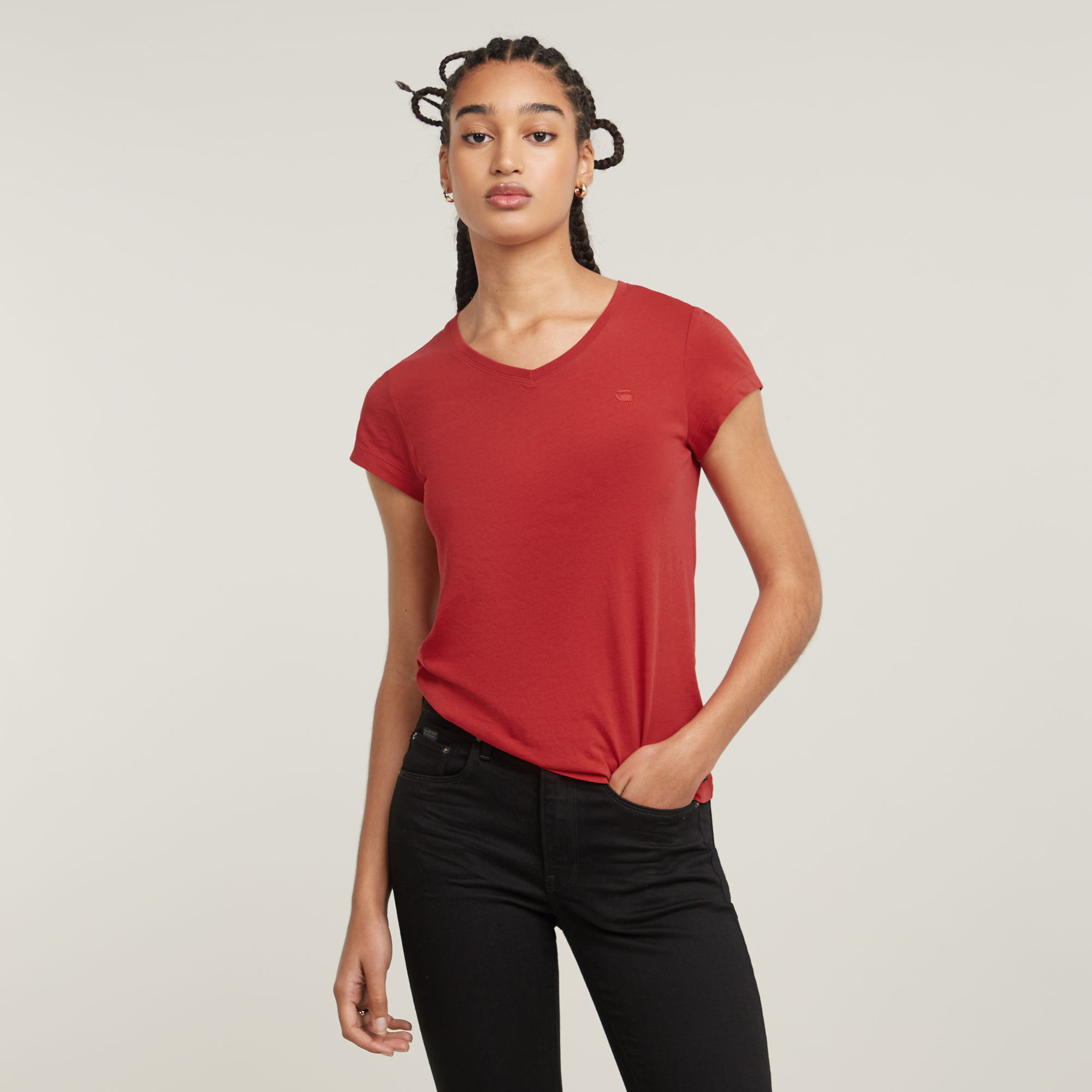 G-Star RAW Eyben Slim V- Neck Top - Rood - Dames