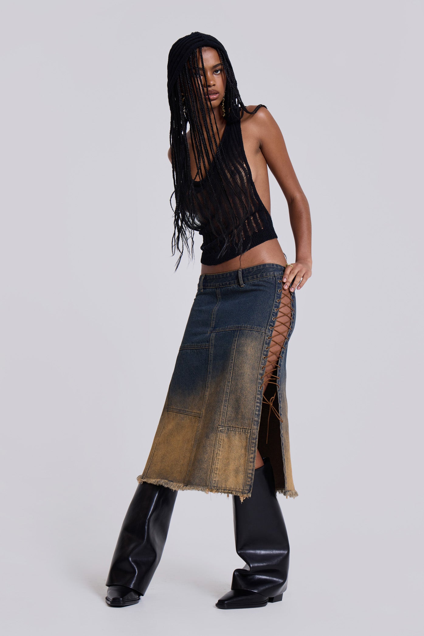 Jaded London Gypsum Denim Skirt