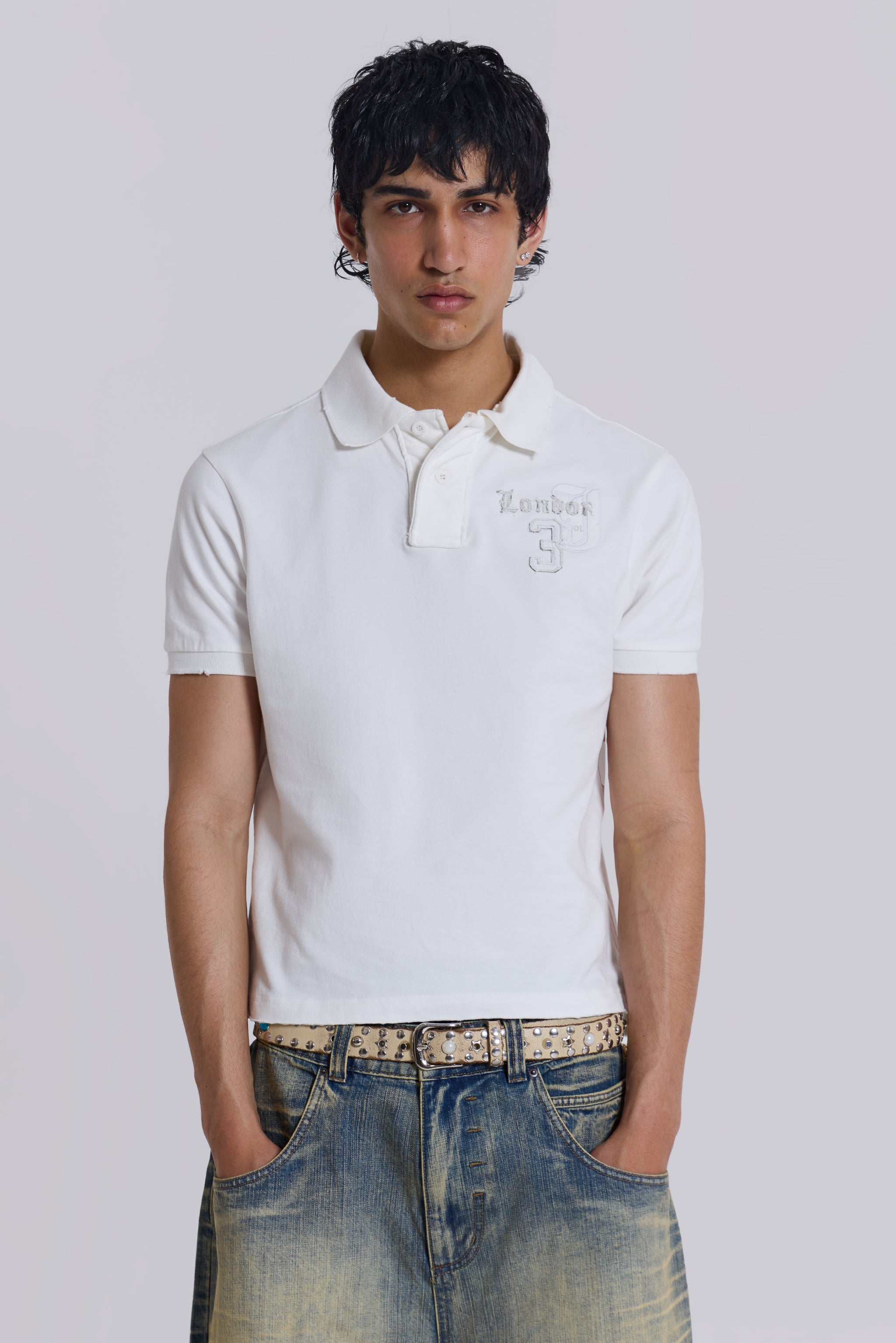 Jaded Man White Frat Polo Shirt