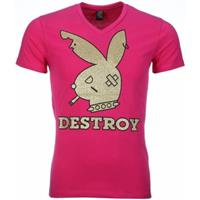 Mascherano T-shirt - Destroy Print - Roze