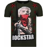 Local Fanatic Marilyn Rockstar - Rhinestone T-shirt - Groen