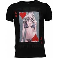 Local Fanatic T-shirt Korte Mouw Hot Famous Poker - Bar Refaeli Rhinestone T-shirt