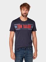 Tom Tailor T-shirt met logoprint, Knitted Navy