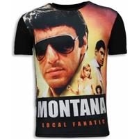 Local Fanatic Tony Montana - Digital Rhinestone T-shirt - Zwart