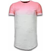 John H T-shirt Korte Mouw Flare Effect T-shirt - Long Fit Shirt Dual Colored