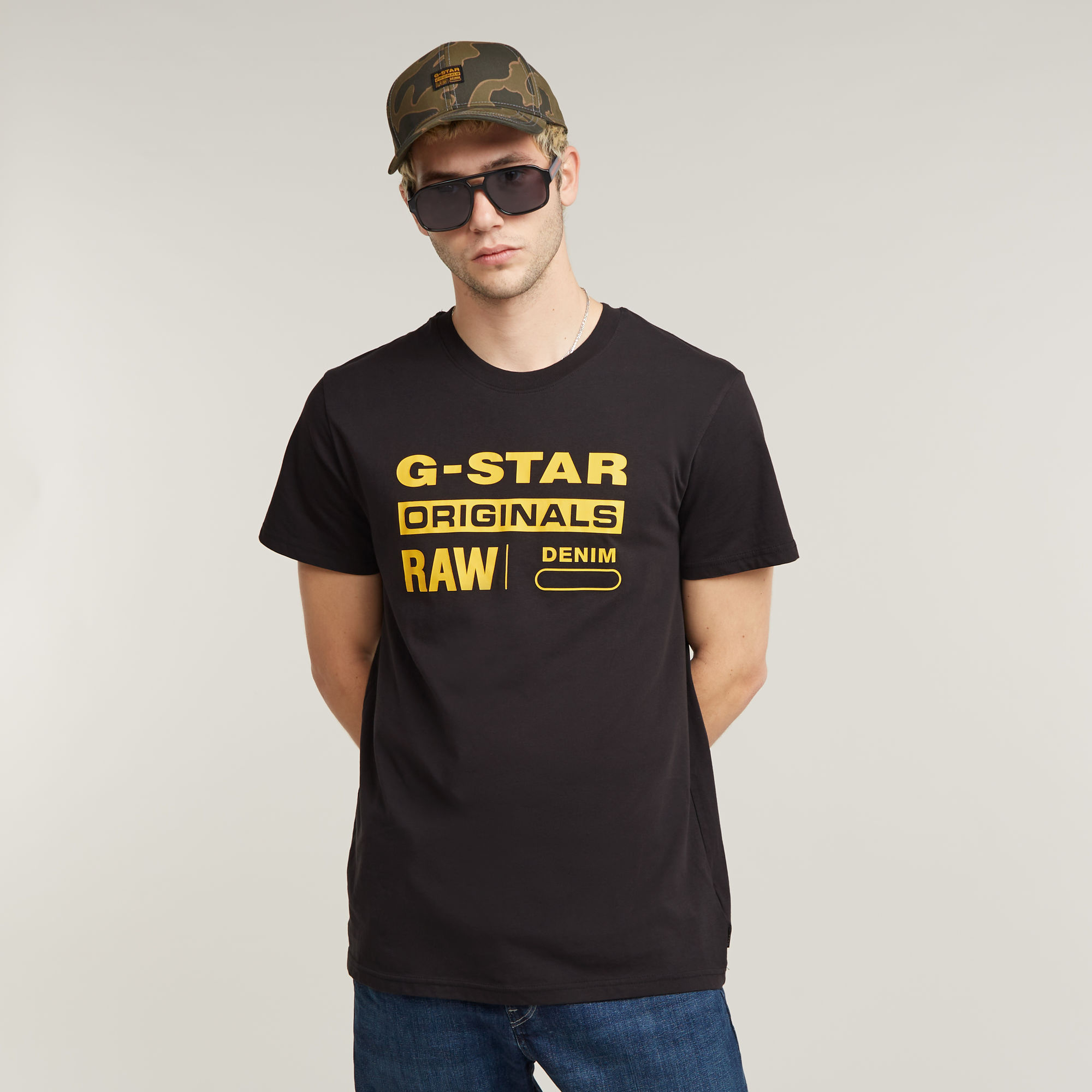 G-Star T-shirt van biologisch katoen met Originals-logo in zwart