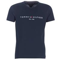 Tommy Hilfiger T-shirt met geborduurd vlaglogo in marineblauw