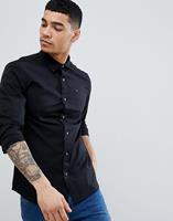 Tommy Hilfiger Slim-fit overhemd met stretch in zwart