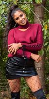 Cosmodacollection Trendy KouCla turtleneck jumper with cut out Bordeaux