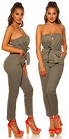 cosmodacollection Sexy Bandeau jumpsuit with belt Khaki