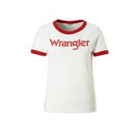 Wrangler Ringer-T-shirt met logo aan de voorkant-Wit