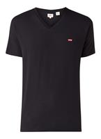Levi's T-Shirt, V-Ausschnitt, Label-Stickerei, Baumwolle, für Herren, schwarz