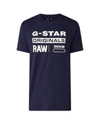G-Star T-Shirt, Marken-Print, reine Baumwolle, dunkelblau
